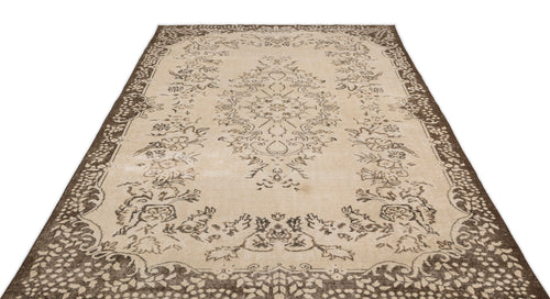 Atina Beige Vintage Wool Handmade Area Rug 6'3" x 9'11"