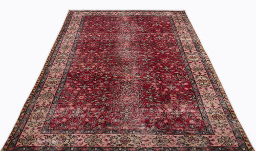 Atina Red Vintage Wool Handmade Area Rug 4'11" x 8'8"