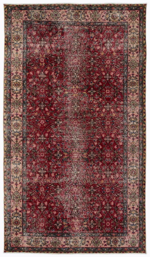 Atina Red Vintage Wool Handmade Area Rug 4'11" x 8'8"