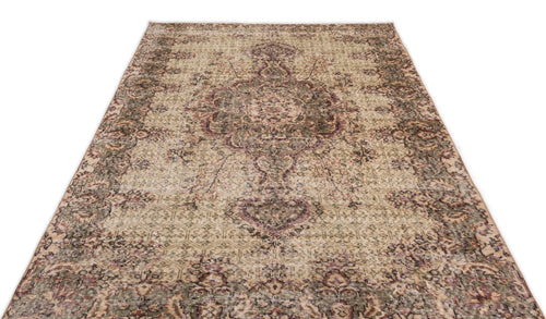Atina Beige Vintage Wool Handmade Area Rug 5'5" x 9'2"