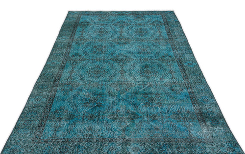 Atina Turquoise Vintage Wool Handmade Area Rug 4'9" x 8'11"
