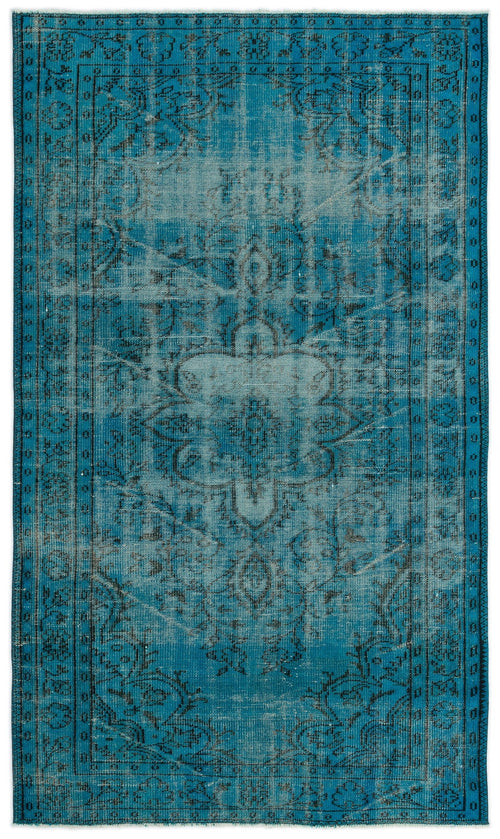 Atina Turquoise Vintage Wool Handmade Area Rug 4'11" x 8'4"