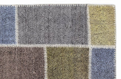 Teselya Grey Patchwork Wool Handmade Area Rug 3'11" x 5'11"