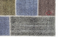 Teselya Grey Patchwork Wool Handmade Area Rug 3'11" x 5'11"
