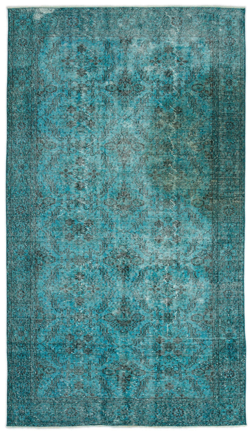 Atina Turquoise Vintage Wool Handmade Area Rug 4'10" x 8'8"