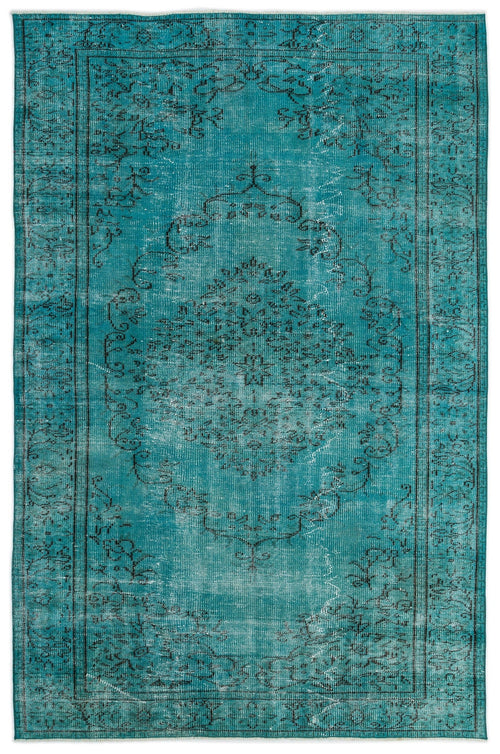Atina Turquoise Vintage Wool Handmade Area Rug 5'6" x 8'6"