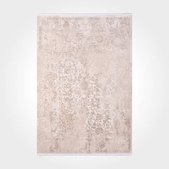 Bamboo Viscose Area Rug – Classic Machine Made Cream Rug with Overlocked Edge
