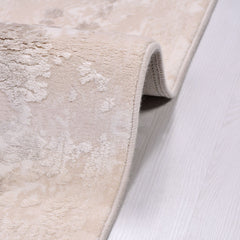 Bamboo Viscose Area Rug – Classic Machine Made Cream Rug with Overlocked Edge