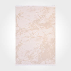 Modern Bamboo Area Rug – Machine Made Cream Viscose Rug with Overlocked Edge