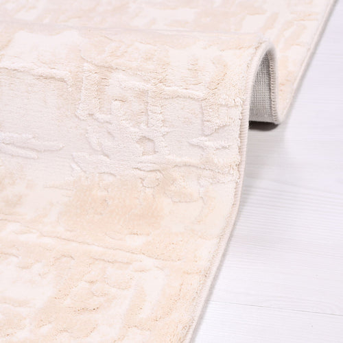 Millia Cream Modern Bamboo Viscose Machine Made Area Rug