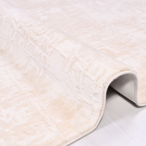 Millia Cream Modern Bamboo Viscose Machine Made Area Rug