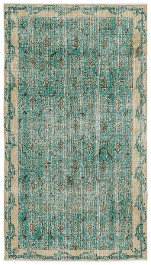 Atina Turquoise Vintage Wool Handmade Area Rug 3'8" x 6'8"