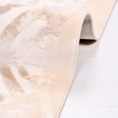 Bamboo Viscose Area Rug – Machine Made Geometric Cream Rug with 11mm Pile Height