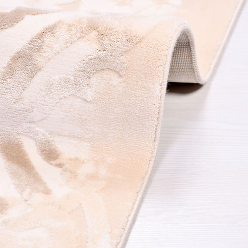 Bamboo Viscose Area Rug – Machine Made Geometric Cream Rug with 11mm Pile Height