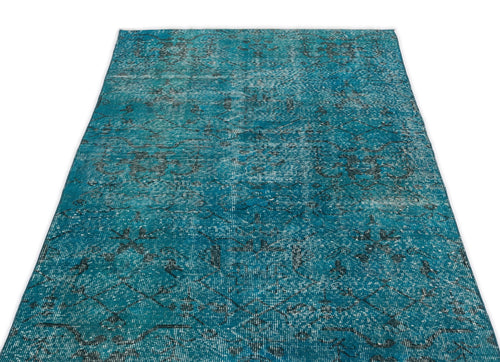 Atina Turquoise Vintage Wool Handmade Area Rug 3'9" x 6'11"