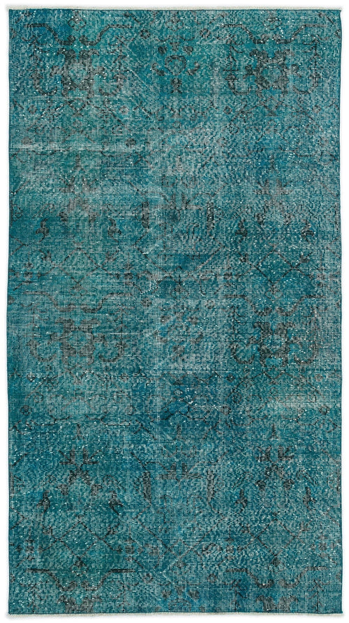 Atina Turquoise Vintage Wool Handmade Area Rug 3'9" x 6'11"