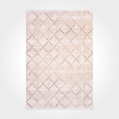 Gabriela Cream Geometric Bamboo Viscose Machine Made Area Rug
