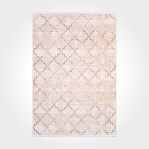 Gabriela Cream Geometric Bamboo Viscose Machine Made Area Rug