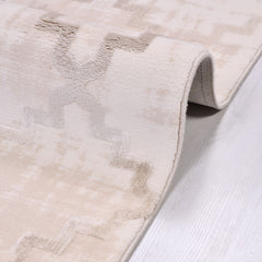 Gabriela Cream Geometric Bamboo Viscose Machine Made Area Rug