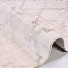 Gabriela Cream Geometric Bamboo Viscose Machine Made Area Rug