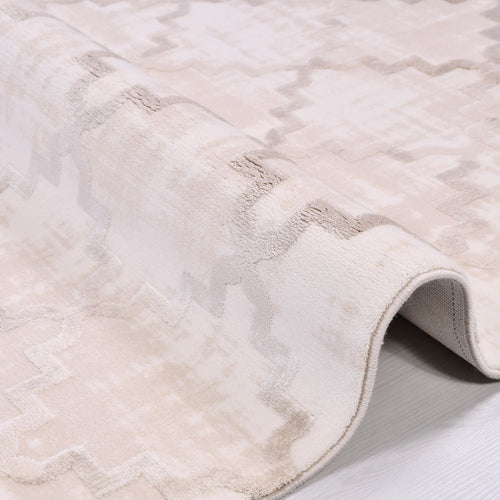 Gabriela Cream Geometric Bamboo Viscose Machine Made Area Rug