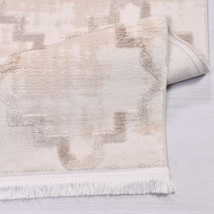 Gabriela Cream Geometric Bamboo Viscose Machine Made Area Rug