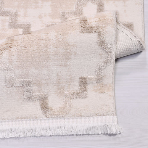 Gabriela Cream Geometric Bamboo Viscose Machine Made Area Rug