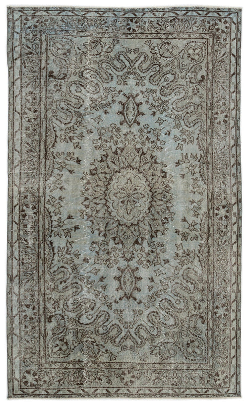 Atina Grey Vintage Wool Handmade Area Rug 5'4" x 8'7"