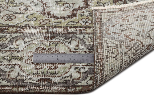 Atina Green Vintage Wool Handmade Area Rug 5'1" x 8'7"