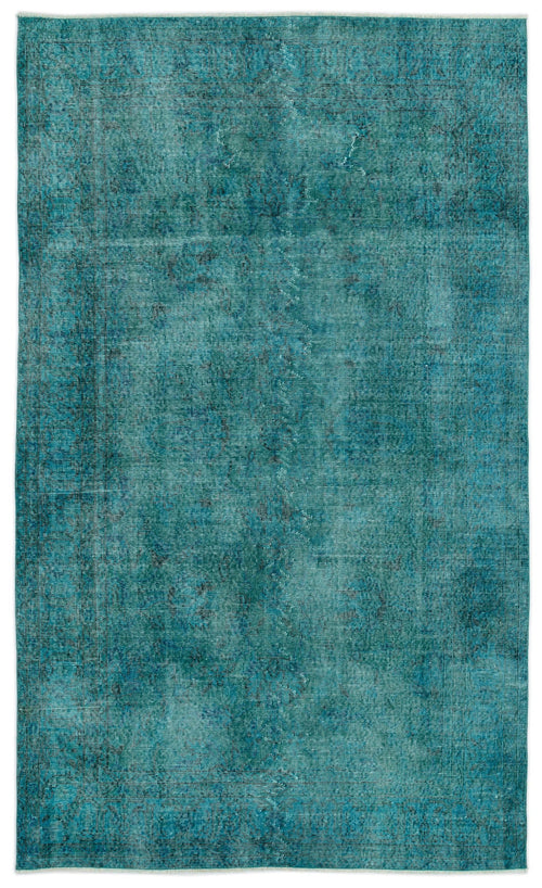 Atina Turquoise Vintage Wool Handmade Area Rug 5'3" x 8'10"