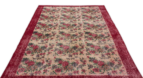 Atina Cream Vintage Wool Handmade Area Rug 5'3" x 8'5"