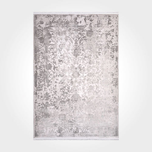 Bamboo Viscose Area Rug - Classic Grey Machine Made Rug with Soft Pile