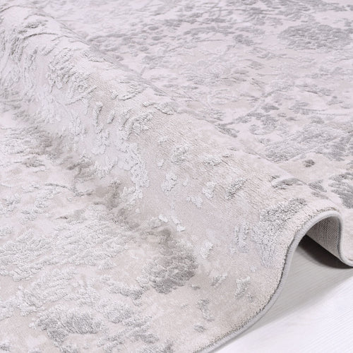 Bamboo Viscose Area Rug - Classic Grey Machine Made Rug with Soft Pile