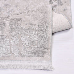 Bamboo Viscose Area Rug - Classic Grey Machine Made Rug with Soft Pile