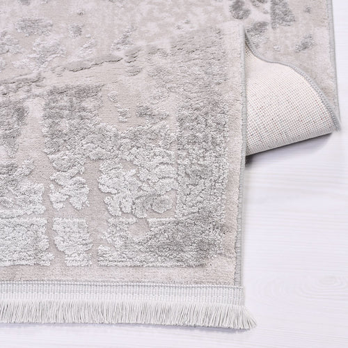 Bamboo Viscose Area Rug - Classic Grey Machine Made Rug with Soft Pile