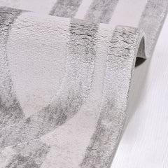 Bamboo Viscose Rug - Sutton Grey Frame Machine Made Area Floor Carpet With Overlocked Edge