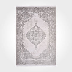 Bamboo Viscose Rug - Classic Grey Machine Made Area Rug With Overlocked Edge