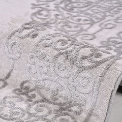 Bamboo Viscose Rug - Classic Grey Machine Made Area Rug With Overlocked Edge