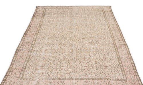 Atina Beige Vintage Wool Handmade Area Rug 5'3" x 8'8"