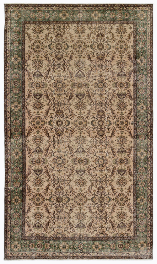 Atina Beige Vintage Wool Handmade Area Rug 5'10" x 9'3"
