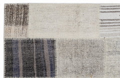 Teselya 1464 Beige Striped Wool Handmade Area Rug 3'11" x 5'11"
