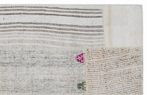 Teselya 1464 Beige Striped Wool Handmade Area Rug 3'11" x 5'11"