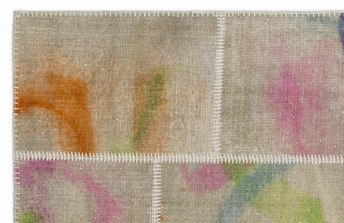 Iskece Cream Vintage Wool Handmade Area Rug 3'11" x 5'11"