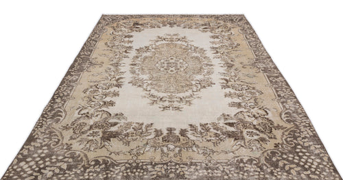 Atina Beige Vintage Wool Handmade Area Rug 6'5" x 9'8"