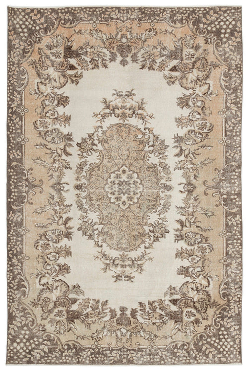 Atina Beige Vintage Wool Handmade Area Rug 6'5" x 9'8"