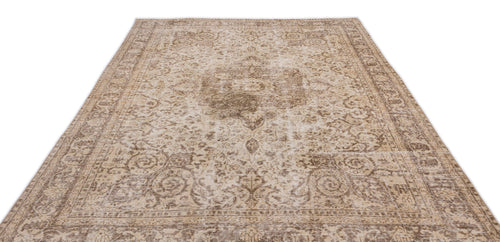 Atina Beige Vintage Wool Handmade Area Rug 7'2" x 9'11"