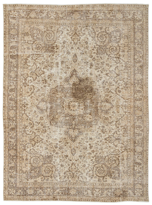 Atina Beige Vintage Wool Handmade Area Rug 7'2" x 9'11"