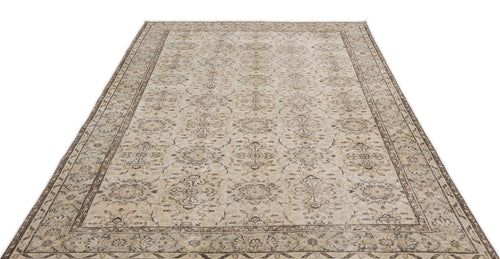 Atina Beige Vintage Wool Handmade Area Rug 6'2" x 9'1"
