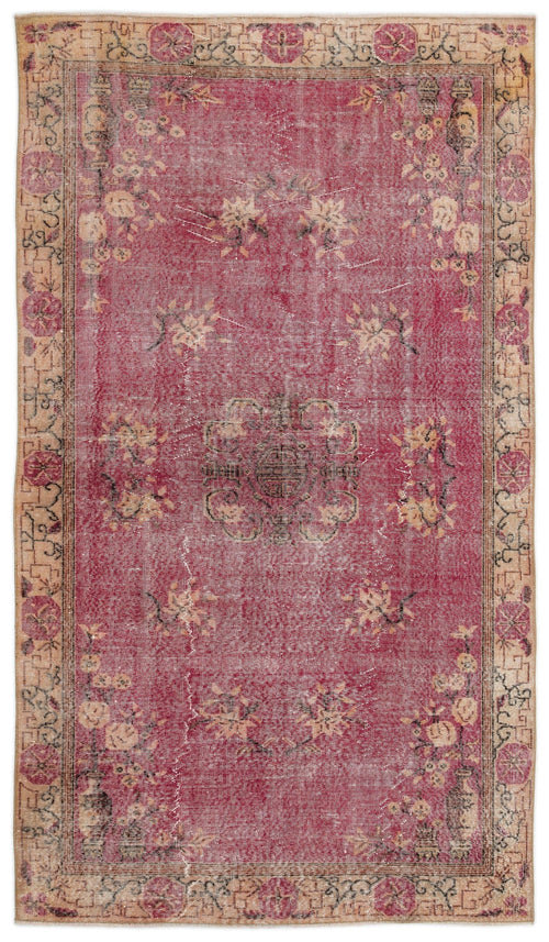 Atina Red Vintage Wool Handmade Area Rug 5'4" x 9'6"