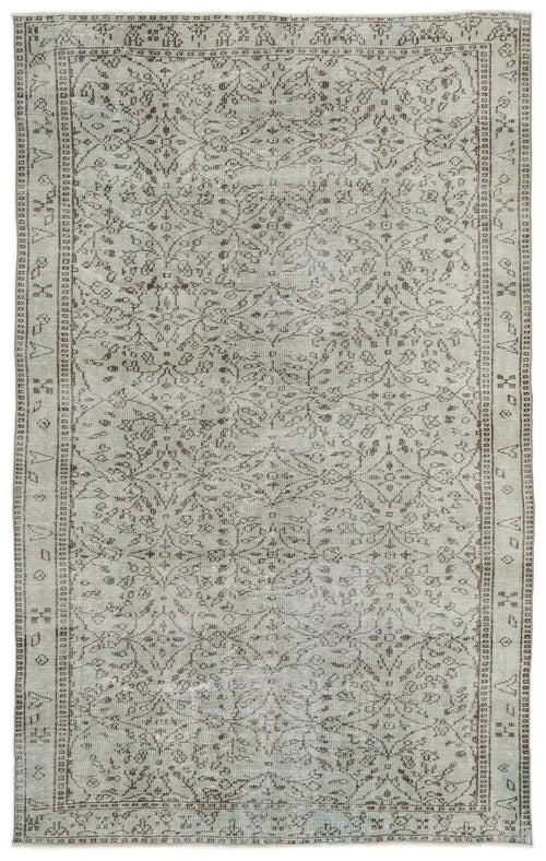 Atina Green Vintage Wool Handmade Area Rug 6'2" x 9'3"